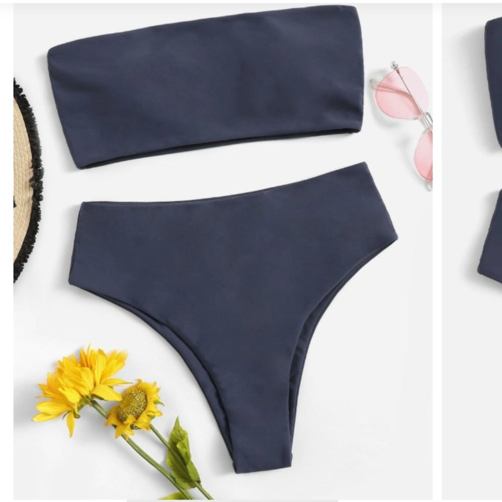 NWT Gray Bandeau Bikini